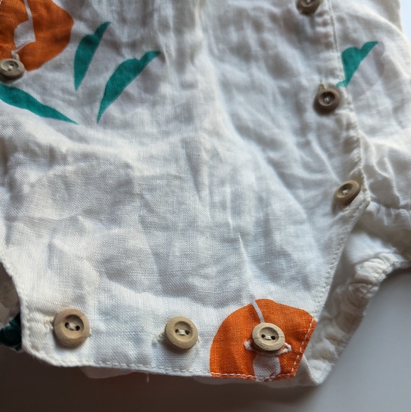 YELLOW PELOTA Baby Girl Linen Plant Romper 18m - Picture 4 of 8